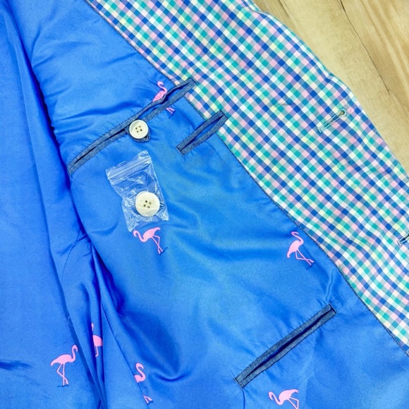 Crown and Ivy Mens Sport Coat Southern Style Plaid pink blue checked Sz 46 R - Picture 5 of 6